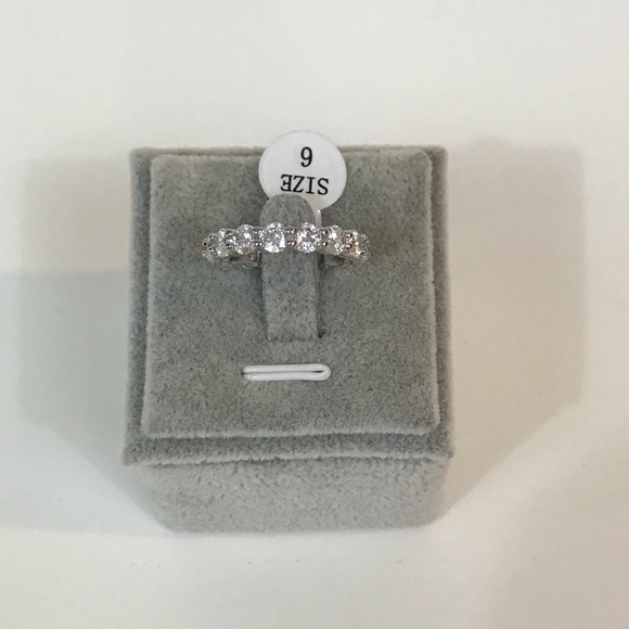 Sterling Silver Pave Setting CZ Eternity Band - Picture 7 of 7